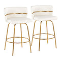 Cinch Claire 26" Fixed-Height Counter Stool - Set of 2 - Gold Metal, White PU