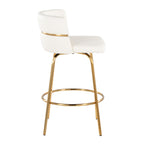 Cinch Claire 26" Fixed-Height Counter Stool - Set of 2 - Gold Metal, White PU