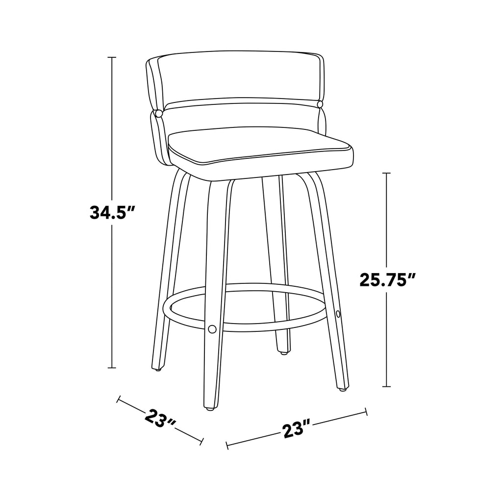 Cinch 26" Fixed-Height Counter Stool - Set of 2 - White Wood, White PU, Chrome Metal