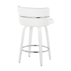 Cinch 26" Fixed-Height Counter Stool - Set of 2 - White Wood, White PU, Chrome Metal