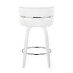 Cinch 26" Fixed-Height Counter Stool - Set of 2 - White Wood, White PU, Chrome Metal