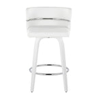 Cinch 26" Fixed-Height Counter Stool - Set of 2 - White Wood, White PU, Chrome Metal