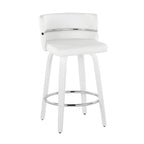 Cinch 26" Fixed-Height Counter Stool - Set of 2 - White Wood, White PU, Chrome Metal