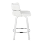 Cinch 26" Fixed-Height Counter Stool - Set of 2 - White Wood, White PU, Chrome Metal