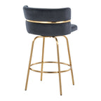 Cinch Claire 26" Fixed-Height Counter Stool - Set of 2 - Gold Metal, Black Velvet