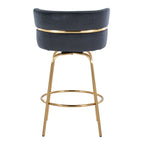 Cinch Claire 26" Fixed-Height Counter Stool - Set of 2 - Gold Metal, Black Velvet