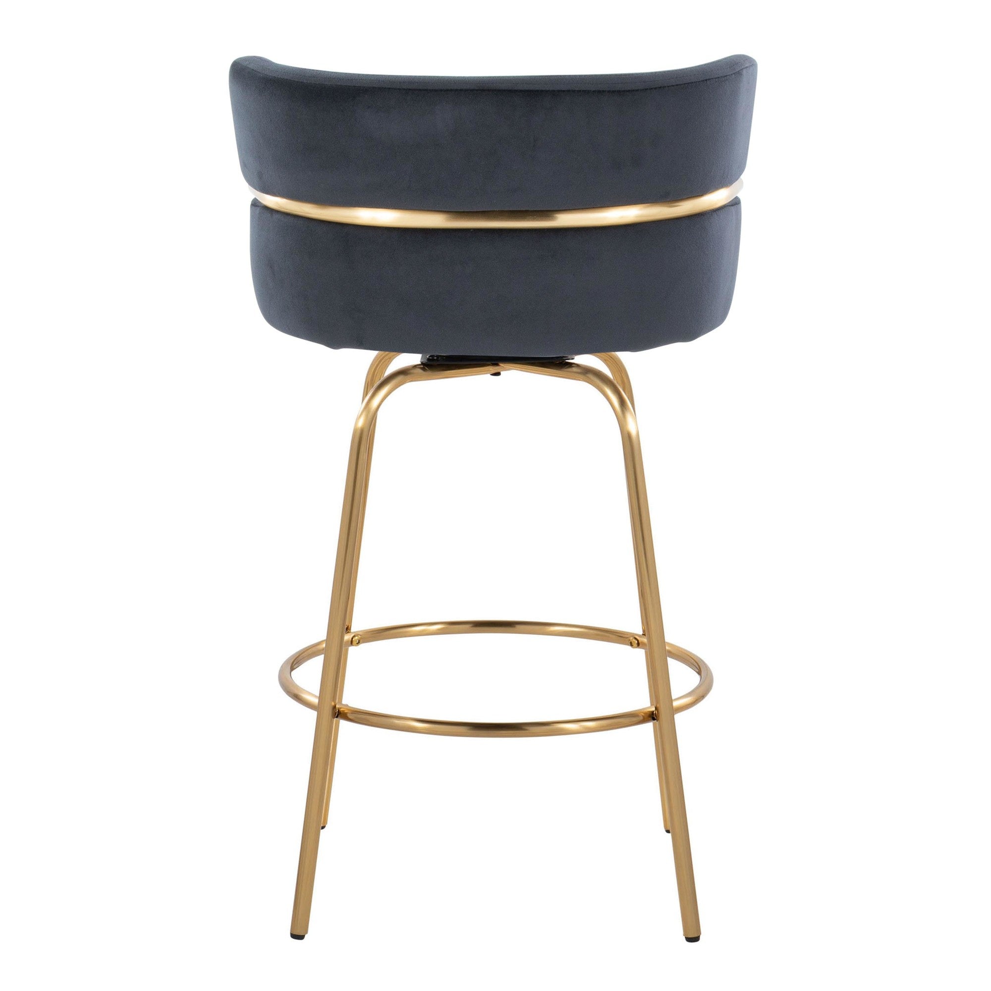 Cinch Claire 26" Fixed-Height Counter Stool - Set of 2 - Gold Metal, Black Velvet