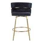 Cinch Claire 26" Fixed-Height Counter Stool - Set of 2 - Gold Metal, Black Velvet