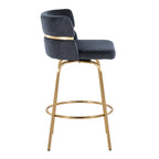 Cinch Claire 26" Fixed-Height Counter Stool - Set of 2 - Gold Metal, Black Velvet