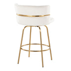 Cinch Claire 26" Fixed-Height Counter Stool - Set of 2 - Gold Metal, Cream Velvet