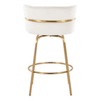 Cinch Claire 26" Fixed-Height Counter Stool - Set of 2 - Gold Metal, Cream Velvet