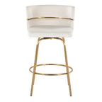 Cinch Claire 26" Fixed-Height Counter Stool - Set of 2 - Gold Metal, Cream Velvet