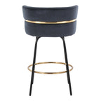 Cinch Claire 26" Fixed-Height Counter Stool - Set of 2 - Black Metal, Gold Metal, Black Velvet