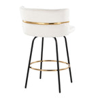 Cinch Claire 26" Fixed-Height Counter Stool - Set of 2 - Black Metal, Gold Metal, Cream Velvet