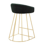 Canary Counter Stool - Set of 2 - Gold Metal, Green Velvet
