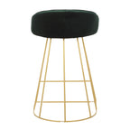 Canary Counter Stool - Set of 2 - Gold Metal, Green Velvet