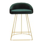 Canary Counter Stool - Set of 2 - Gold Metal, Green Velvet