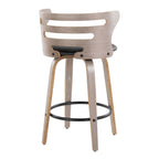 Cosini 26" Fixed-Height Counter Stool - Set of 2 - Light Grey Wood, Black PU, Black Metal