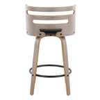 Cosini 26" Fixed-Height Counter Stool - Set of 2 - Light Grey Wood, Black PU, Black Metal