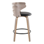 Cosini 26" Fixed-Height Counter Stool - Set of 2 - Light Grey Wood, Black PU, Black Metal