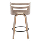 Cosini 26" Fixed-Height Counter Stool - Set of 2 - Light Grey Wood, Cream PU, Black Metal