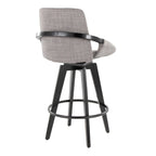 Cosmo 26" Fixed-Height Counter Stool - Set of 2 - Black Wood, Grey Fabric, Black Metal