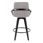 Cosmo 26" Fixed-Height Counter Stool - Set of 2 - Black Wood, Grey Fabric, Black Metal