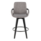 Cosmo 26" Fixed-Height Counter Stool - Set of 2 - Black Wood, Grey Fabric, Black Metal