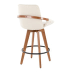 Cosmo 26" Fixed-Height Counter Stool - Walnut Bamboo, Cream Noise Fabric