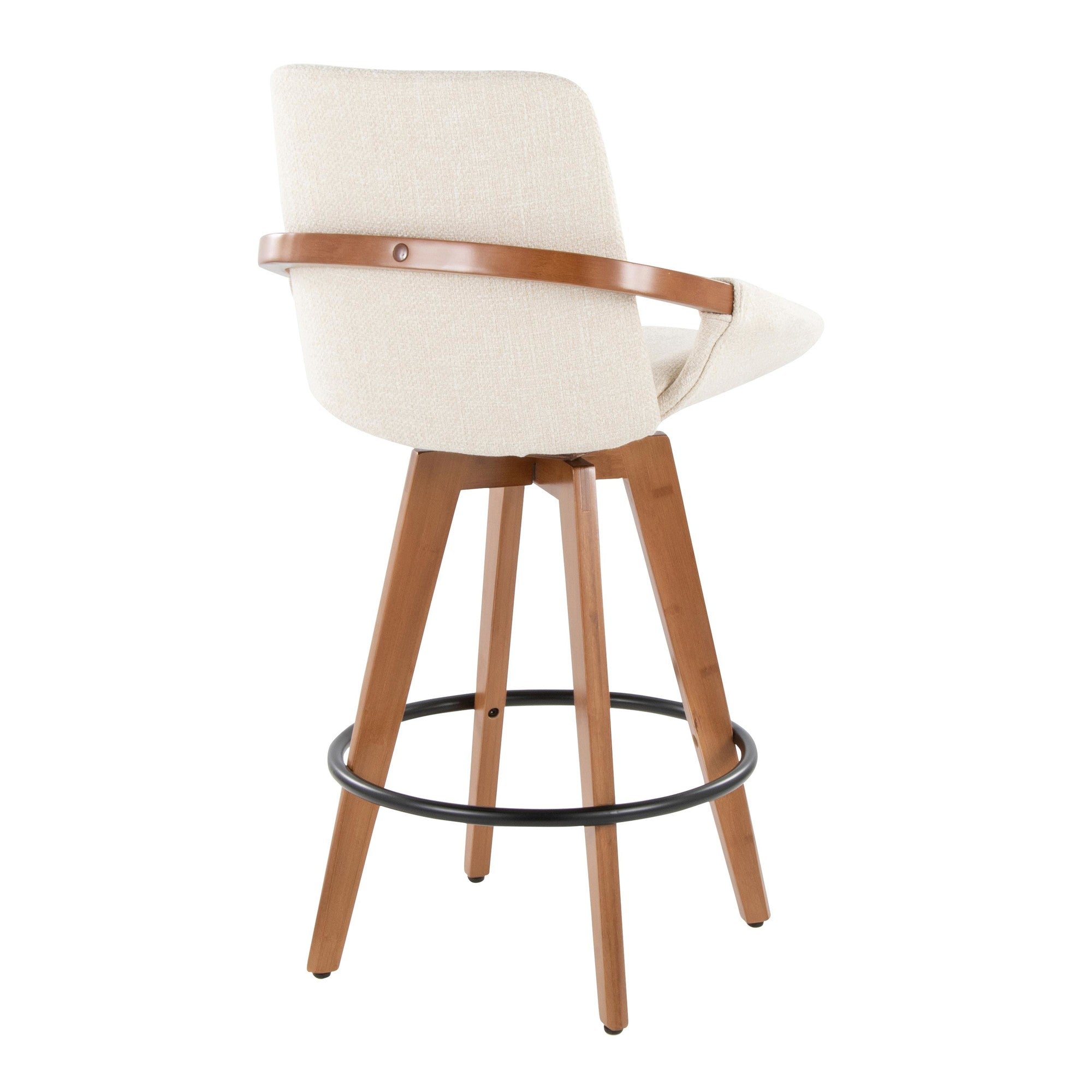 Cosmo 26" Fixed-Height Counter Stool - Walnut Bamboo, Cream Noise Fabric