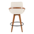 Cosmo 26" Fixed-Height Counter Stool - Walnut Bamboo, Cream Noise Fabric