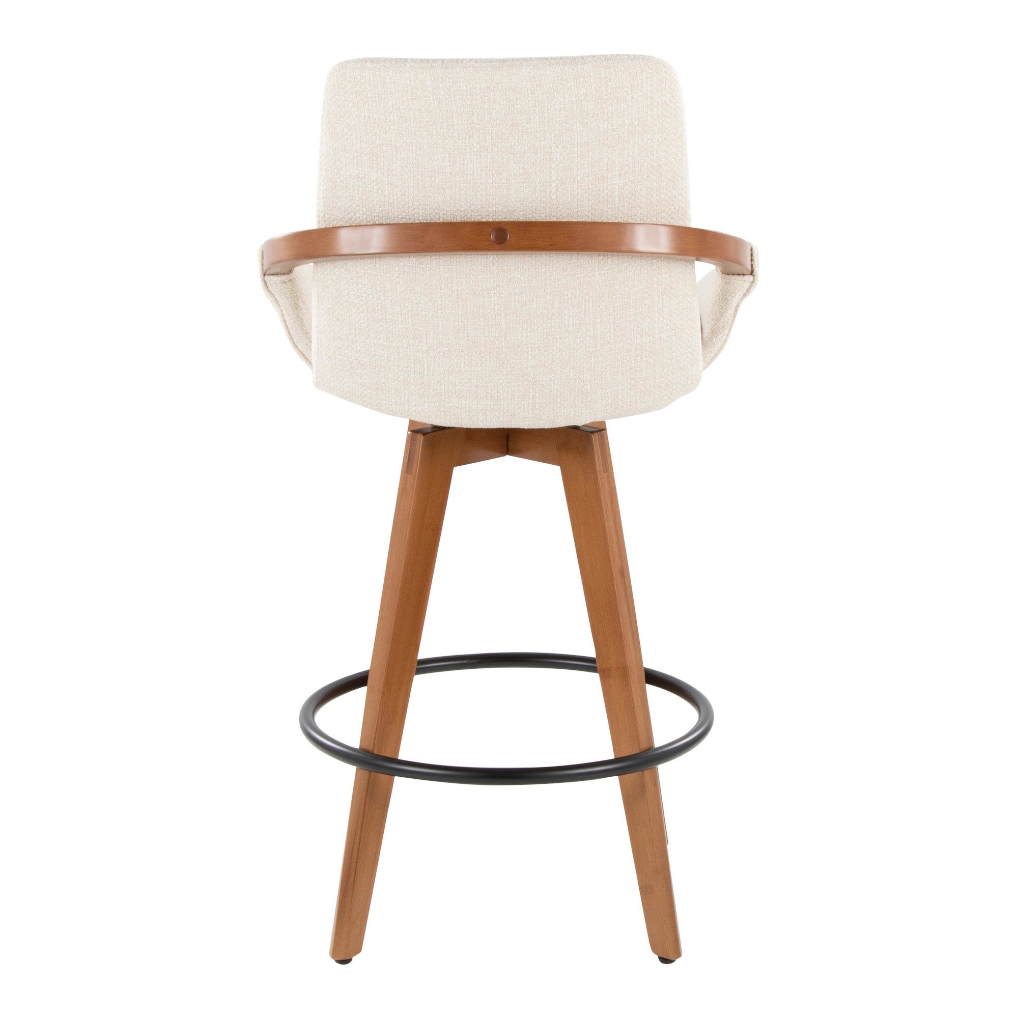 Cosmo 26" Fixed-Height Counter Stool - Walnut Bamboo, Cream Noise Fabric