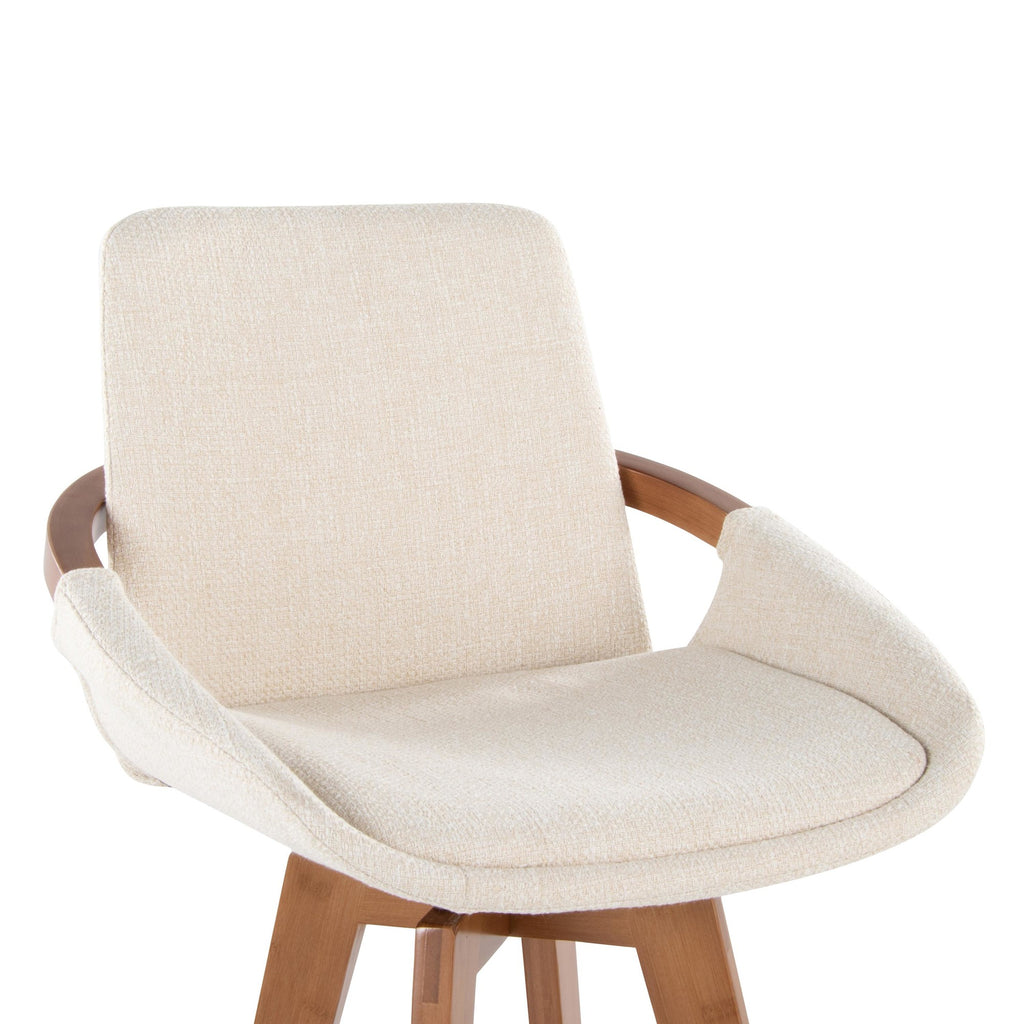 Cosmo 26" Fixed-Height Counter Stool - Walnut Bamboo, Cream Noise Fabric