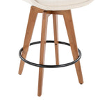 Cosmo 26" Fixed-Height Counter Stool - Walnut Bamboo, Cream Noise Fabric