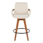 Cosmo 26" Fixed-Height Counter Stool - Walnut Bamboo, Cream Noise Fabric