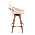 Cosmo 26" Fixed-Height Counter Stool - Walnut Bamboo, Cream Noise Fabric