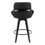 Cosmo 26" Fixed-Height Counter Stool - Set of 2 - Black Bamboo, Black PU, Black Metal