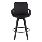 Cosmo 26" Fixed-Height Counter Stool - Set of 2 - Black Bamboo, Black PU, Black Metal