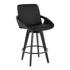 Cosmo 26" Fixed-Height Counter Stool - Set of 2 - Black Bamboo, Black PU, Black Metal