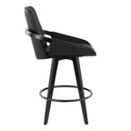 Cosmo 26" Fixed-Height Counter Stool - Set of 2 - Black Bamboo, Black PU, Black Metal