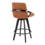 Cosmo 26" Fixed-Height Counter Stool - Set of 2 - Black Wood, Camel PU, Black Metal