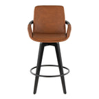 Cosmo 26" Fixed-Height Counter Stool - Set of 2 - Black Wood, Camel PU, Black Metal
