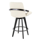 Cosmo 26" Fixed-Height Counter Stool - Set of 2 - Black Bamboo, Cream PU, Black Metal