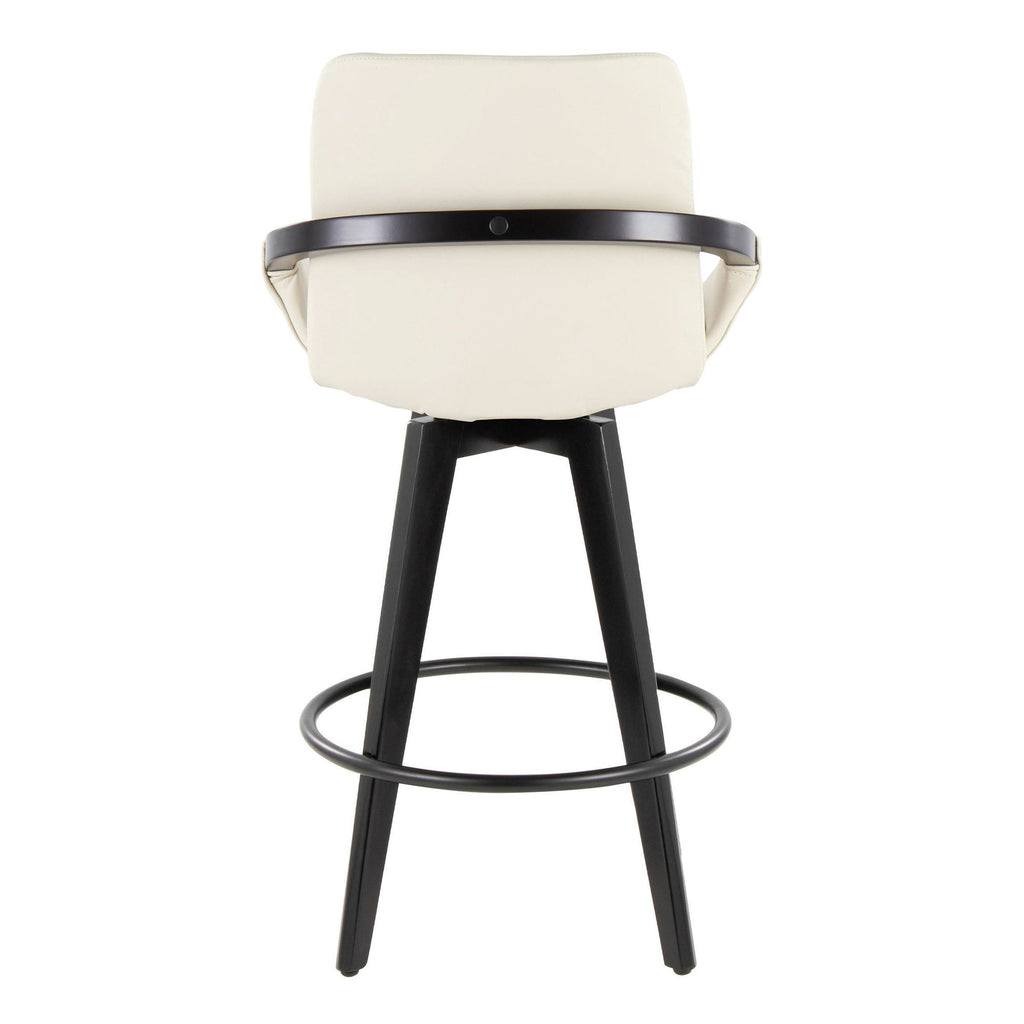 Cosmo 26" Fixed-Height Counter Stool - Set of 2 - Black Bamboo, Cream PU, Black Metal