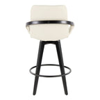 Cosmo 26" Fixed-Height Counter Stool - Set of 2 - Black Bamboo, Cream PU, Black Metal