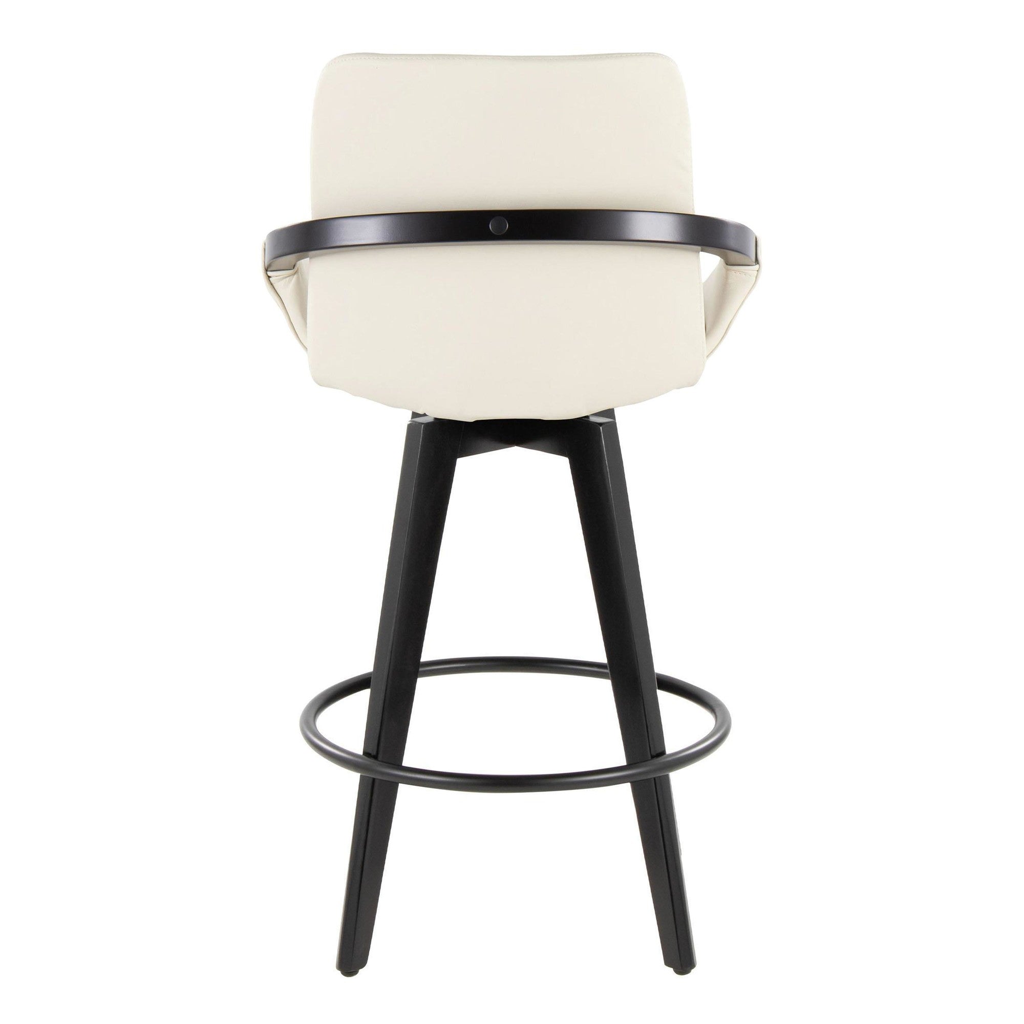 Cosmo 26" Fixed-Height Counter Stool - Set of 2 - Black Bamboo, Cream PU, Black Metal