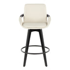 Cosmo 26" Fixed-Height Counter Stool - Set of 2 - Black Bamboo, Cream PU, Black Metal