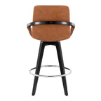 Cosmo 26" Fixed-Height Counter Stool - Set of 2 - Black Wood, Camel PU, Chrome Metal