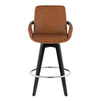 Cosmo 26" Fixed-Height Counter Stool - Set of 2 - Black Wood, Camel PU, Chrome Metal