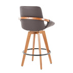 Cosmo 26" Fixed-Height Counter Stool - Walnut Bamboo, Brown PU, Black Metal